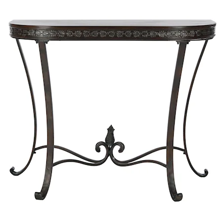 Metal Base Demilune Sofa Table